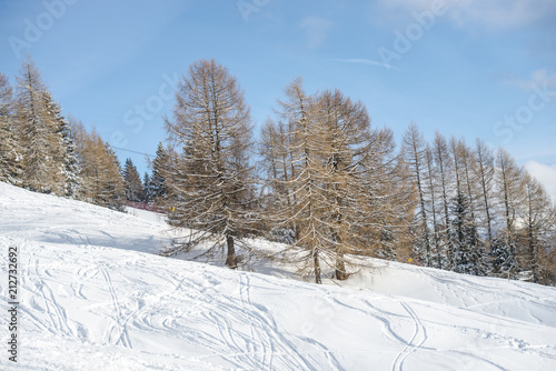 Ski resort in Dolomites Mountains, Carreza , Italy