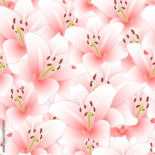 Pink Lily Flower Seamless B...