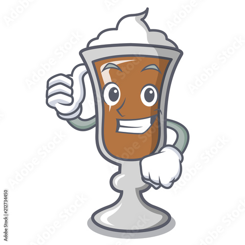 Thumbs up irish coffee character cartoon