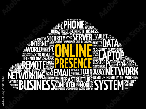 Online Presence word cloud collage, internet concept background