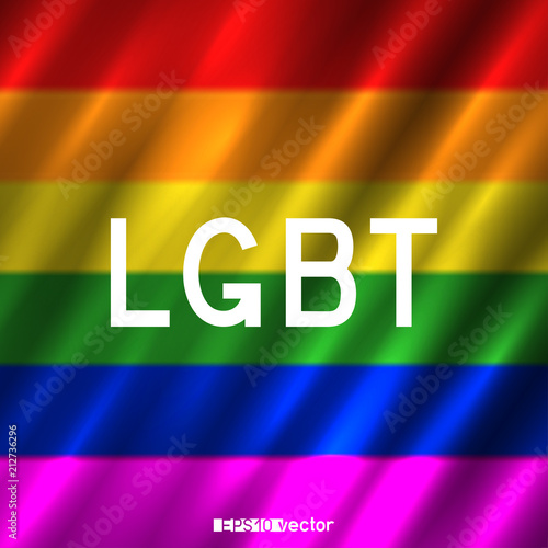 LGBT text and waving pride flag sign backdrop. Bisexual gay lesbian transsexual symbol. Love orientation lifestyle illustration