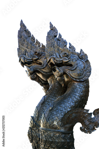 Serpent statue isolated in thai temple, King of Nagas  © interprophotos
