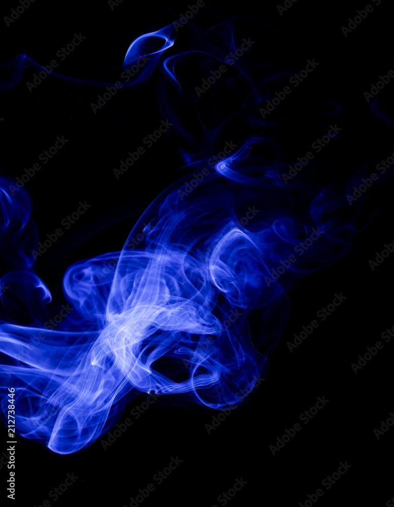 Blue smoke on black background Blue smoke on black background