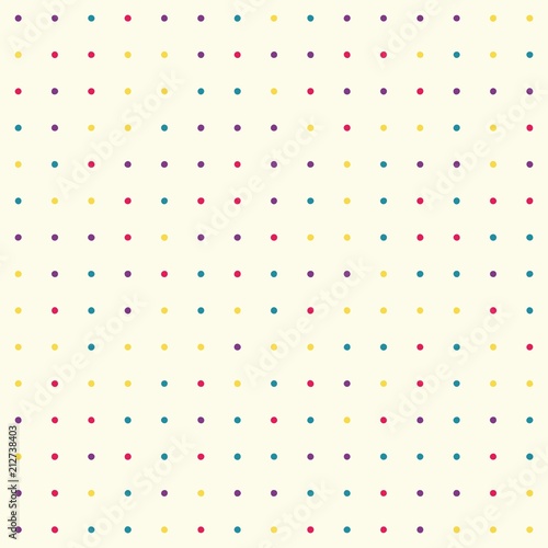 Seamless polka dot pattern with beige background. Vector repeating texture.