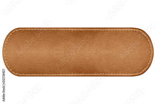 close up label leather isolated on white background