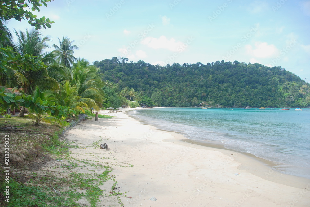 Juara beach with turquoise sea on the east side of Tioman island, Malaysia