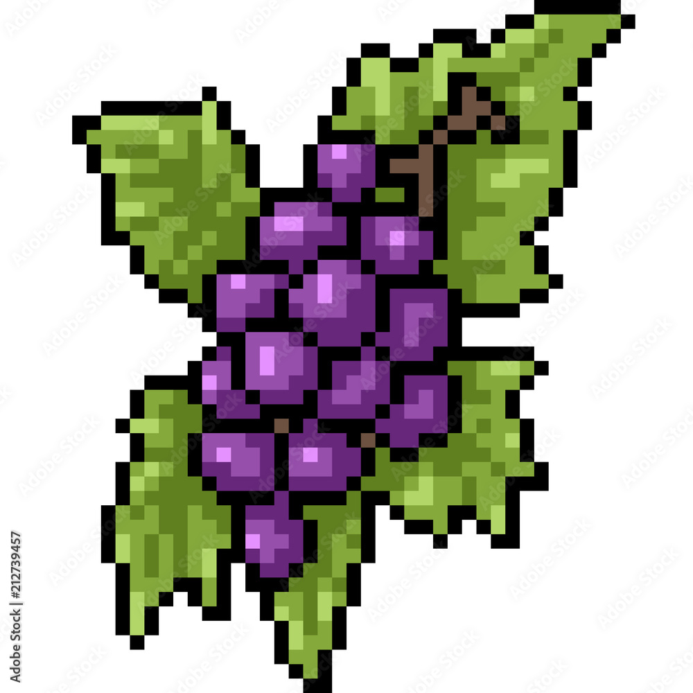 Obraz premium vector pixel art grape