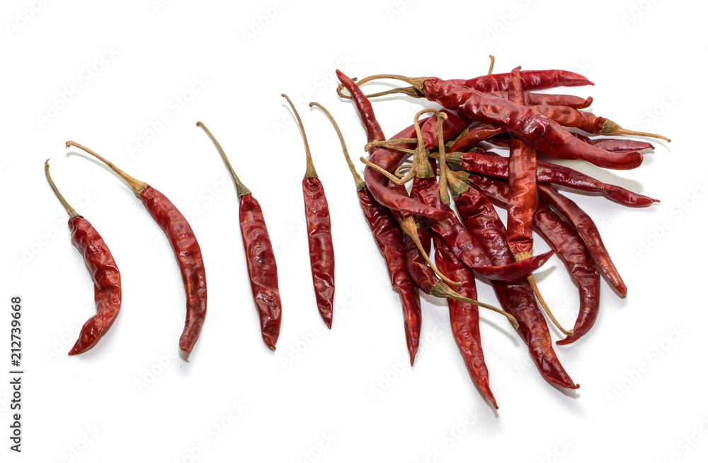 dried chilli on white background dried chilli on white background