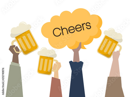 Illustration of people having beers
