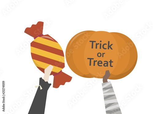 Illustration of Halloween trick or treat