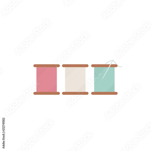 Colorful thread rolls icon illustration