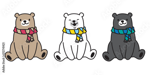 bear vector polar bear logo icon scarf cartoon character illustration clip art