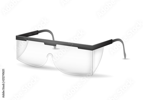 Realistic Detailed 3d Plastic Safety Glasses. Vector