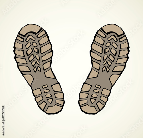 Footprints of shoes. Vector drawing
