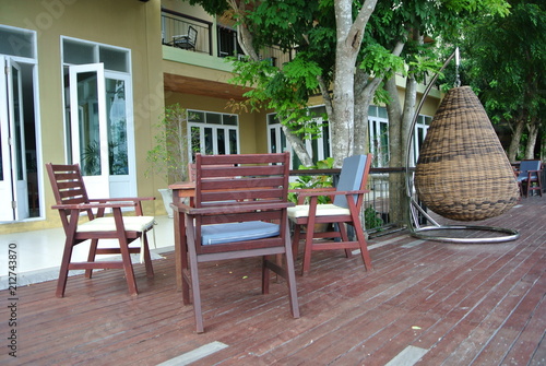 Table and chairs for relax. © Pramuan