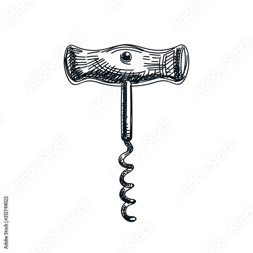 vector hand drawn corkscrew Illustration.