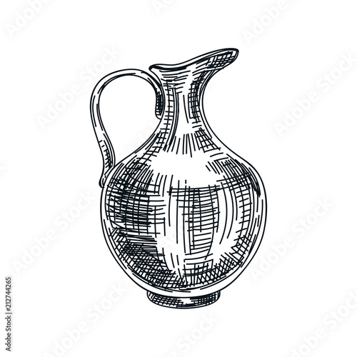 vector hand drawn clay wine jug Illustration