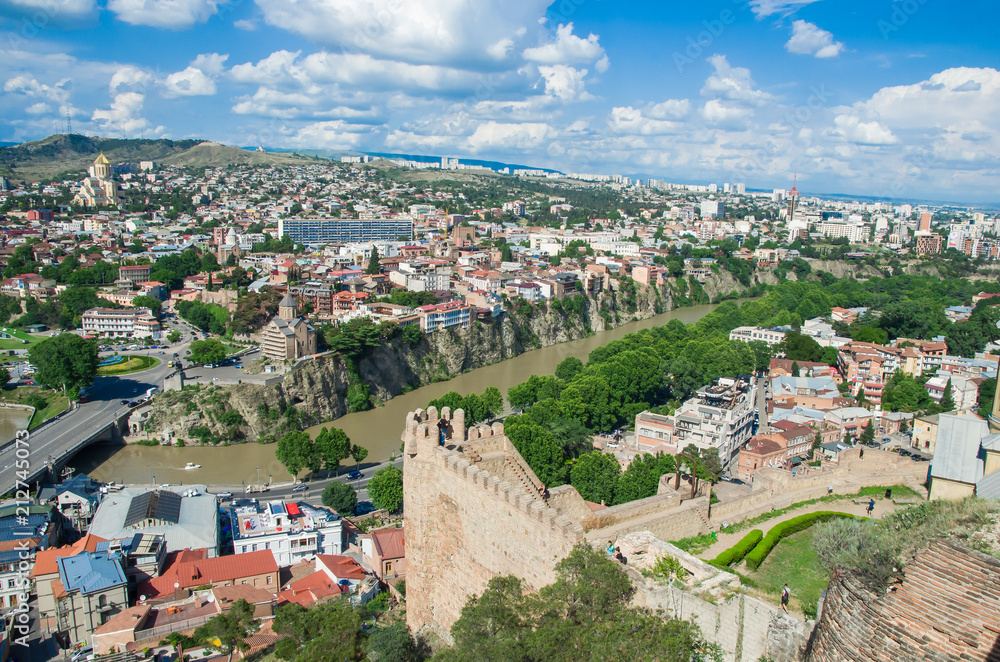 Fototapeta premium beautiful panorama of the city of Tbilisi on a sunny day
