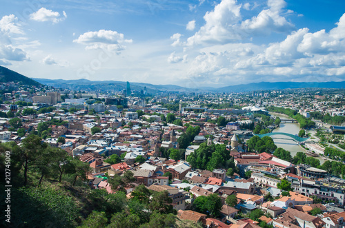 beautiful panorama of the city of Tbilisi on a sunny day
