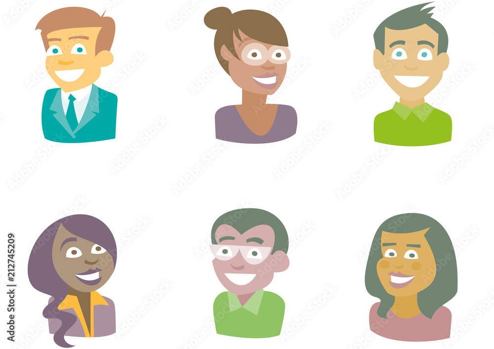 People of different races. Smiling. Bust. People of different races. Smiling. Bust.
