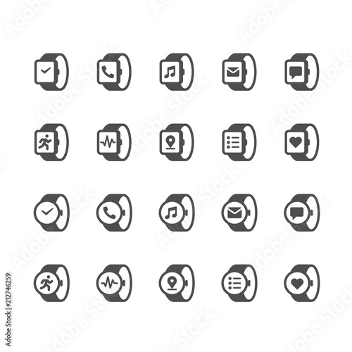 Smart watch glyph icons