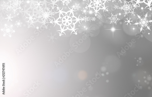 Illustration of a silver  grey and white Christmas snowflake pattern  textured abstract background.