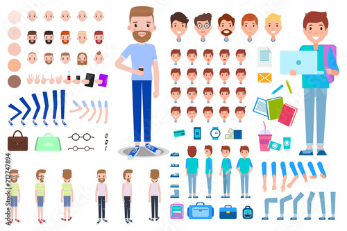 Animated Businessman Student Constructor, Emotions