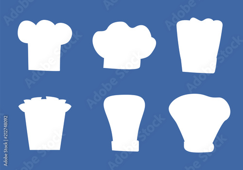 Chef Hats Designs Isolated White Silhouettes Set