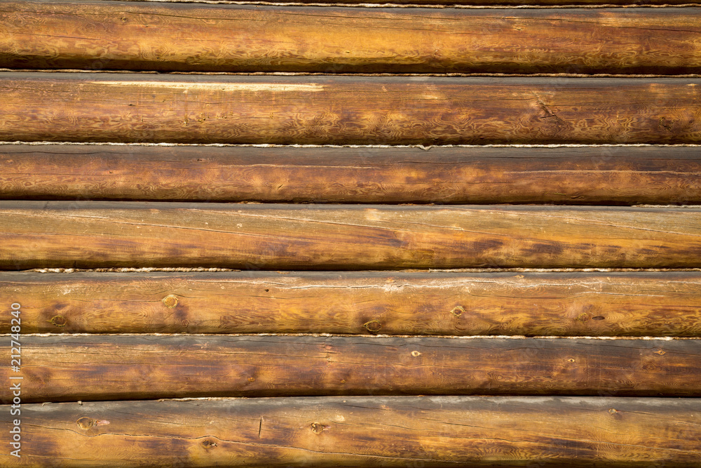 wooden log wall, background, natural round wood wooden log wall, background, natural round wood