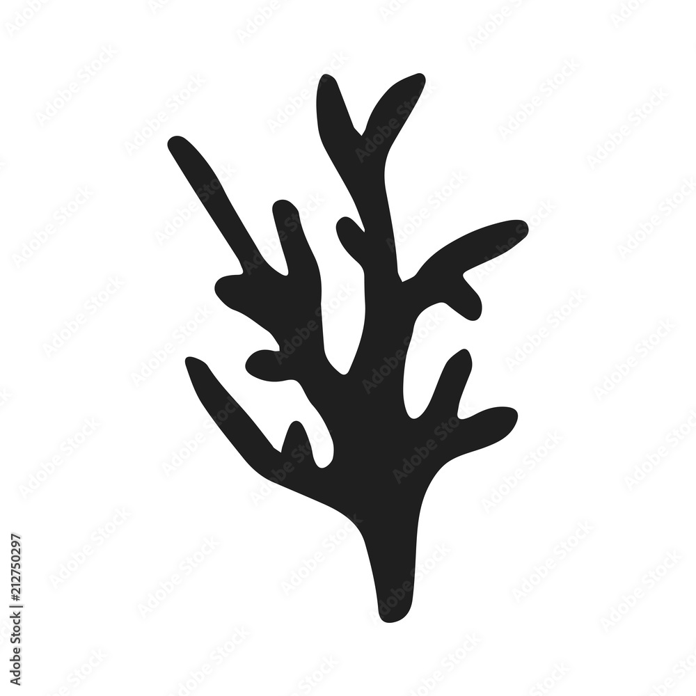 algae silhouette hand drawn vector. isolated