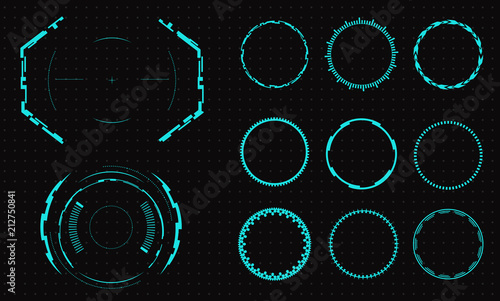 Set of infographic elements in a futuristic style.