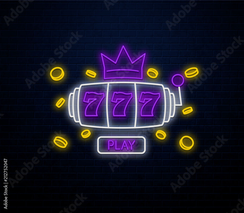 neon online casino sign isolated on brick wall 