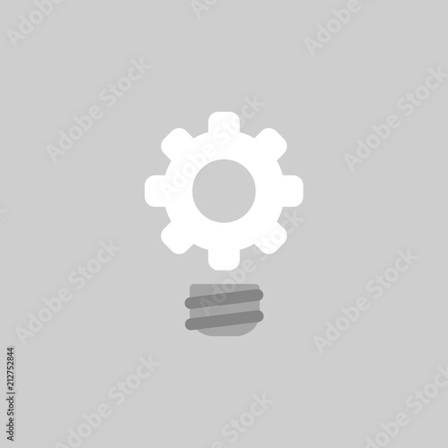 Vector icon concept of gear light bulb on grey background