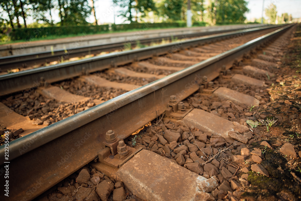Train rails in country landscape Train rails in country landscape