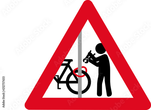 Schild Achtung Fahrraddiebstahl