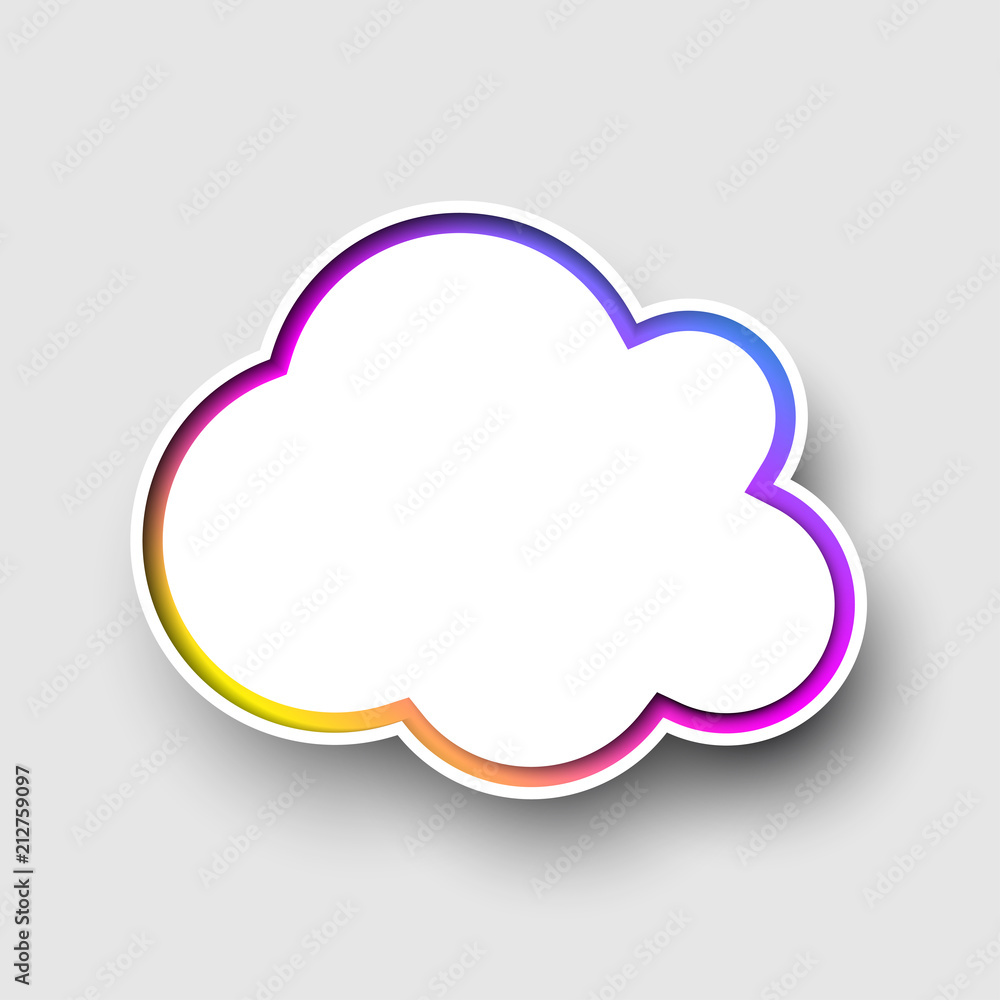 White cloud background template with colorful frame.