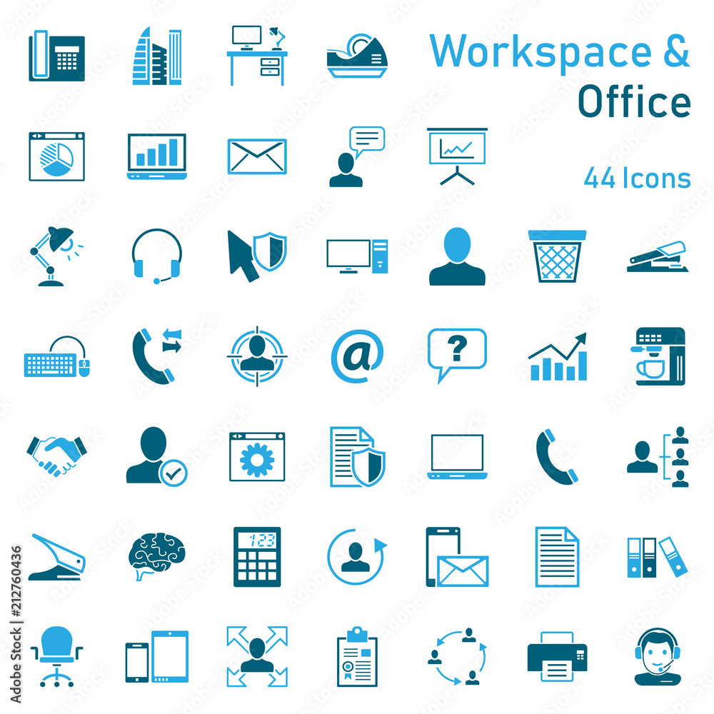 Office & Workspace - Iconset - obrazy, fototapety, plakaty 