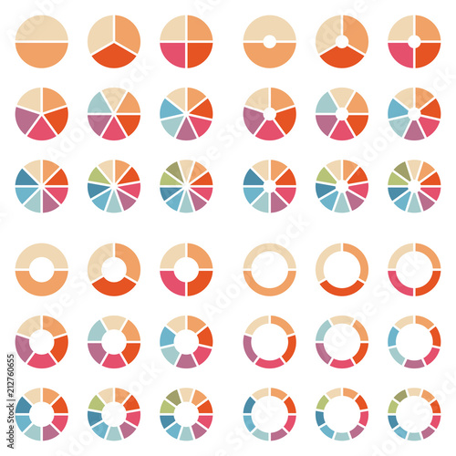 Square Set Pie Charts Retro