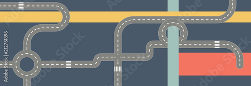 Modern Graphic Roadmaps Series Colorful art with Road pieces and Banners with Copy Space, Flat Design Banner