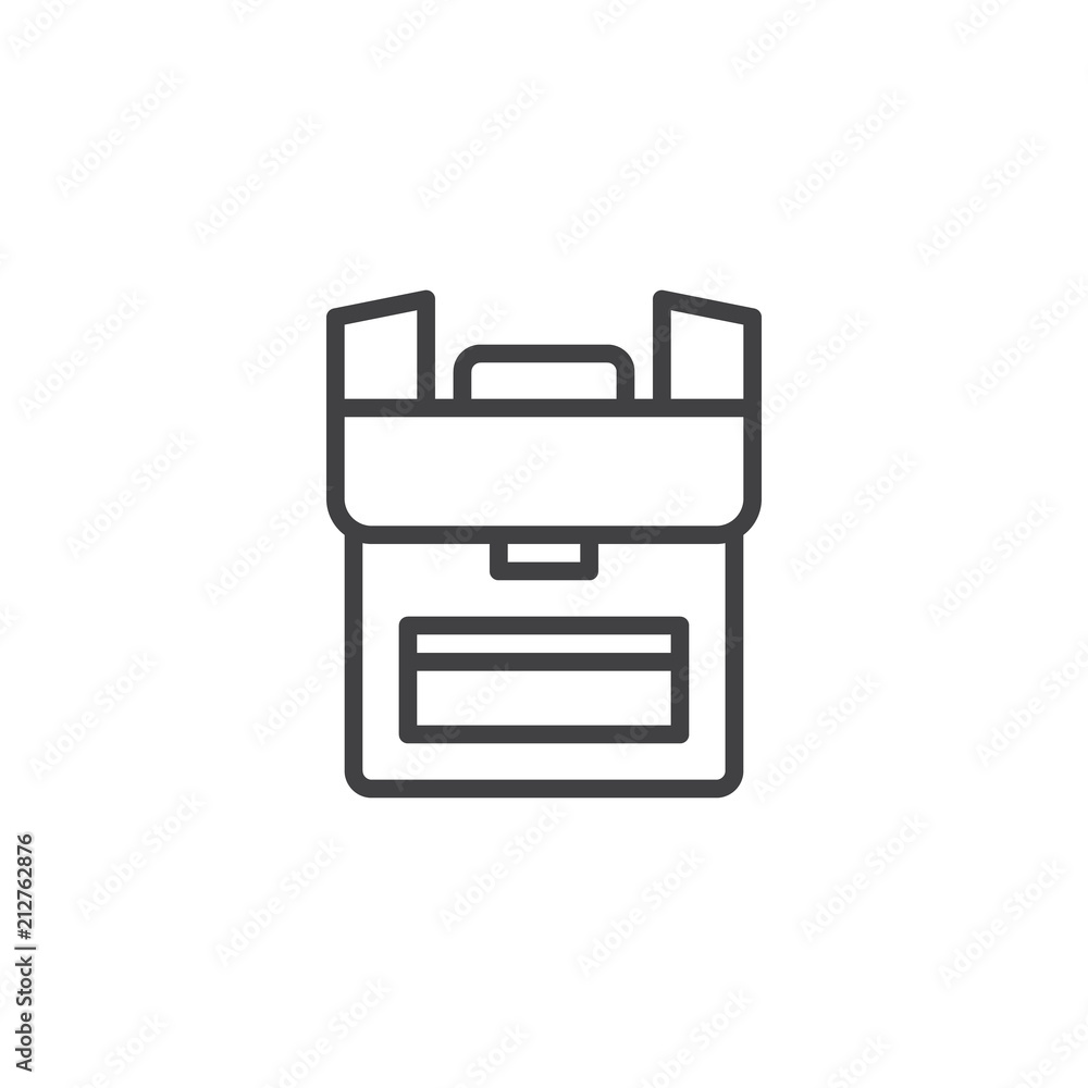 School bag outline icon. linear style sign for mobile concept and web design. Backpack simple line vector icon. Symbol, logo illustration. Pixel perfect vector graphics School bag outline icon. linear style sign for mobile concept and web design. Backpack simple line vector icon. Symbol, logo illustration. Pixel perfect vector graphics