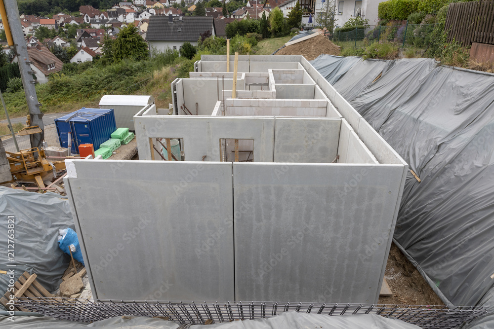 unfinished construction site of a family house