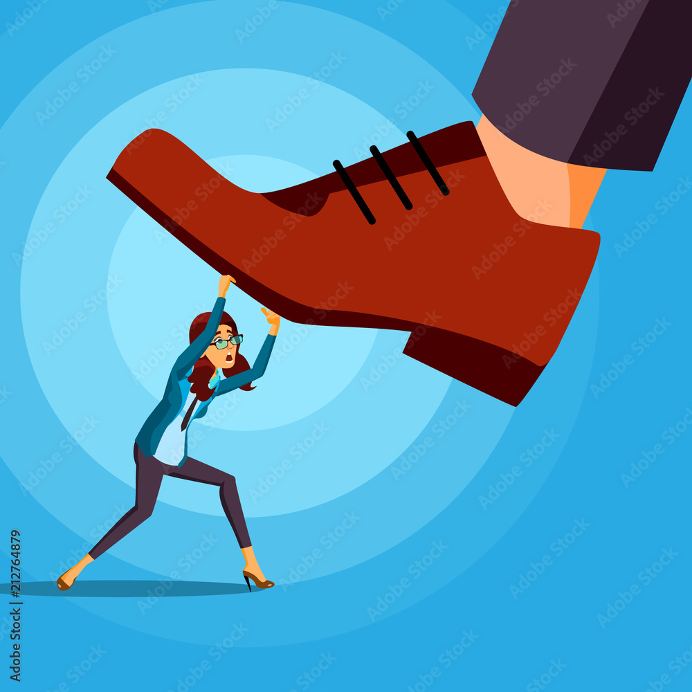 Big Foot Stepping On Business Woman Vector. Conflict. Risk Management.  Scary Competition. Motivation. Cartoon Illustration Stock Vector | Adobe  Stock