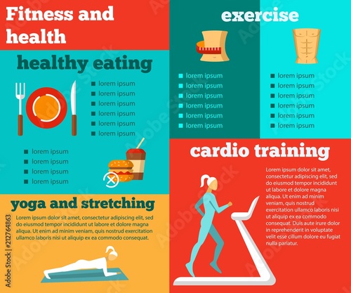 Fitness and health flat infographic