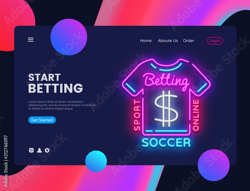 Betting Sport neon creative website template design. Vector illustration Betting Sport concept for website and mobile apps, business apps, marketing, neon banner. Online Betting