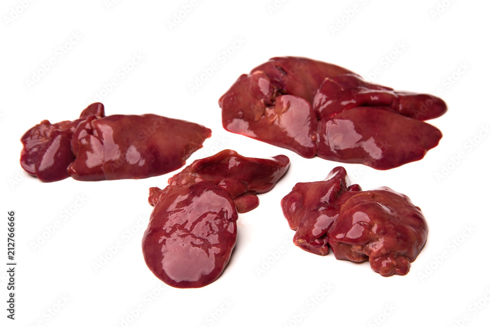 Chicken liver offal isolated on a white background Chicken liver offal isolated on a white background