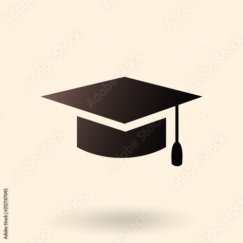 Vector Black Silhouette Education Icon - Graduation Cap. Academic Hat.