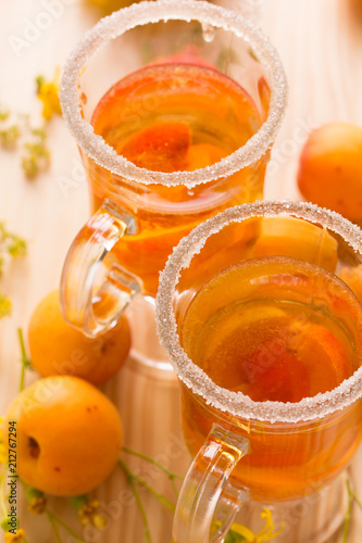 Refreshing drink with fresh apricots