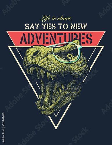 Vector Adventure graphic with tyrannosaurus.