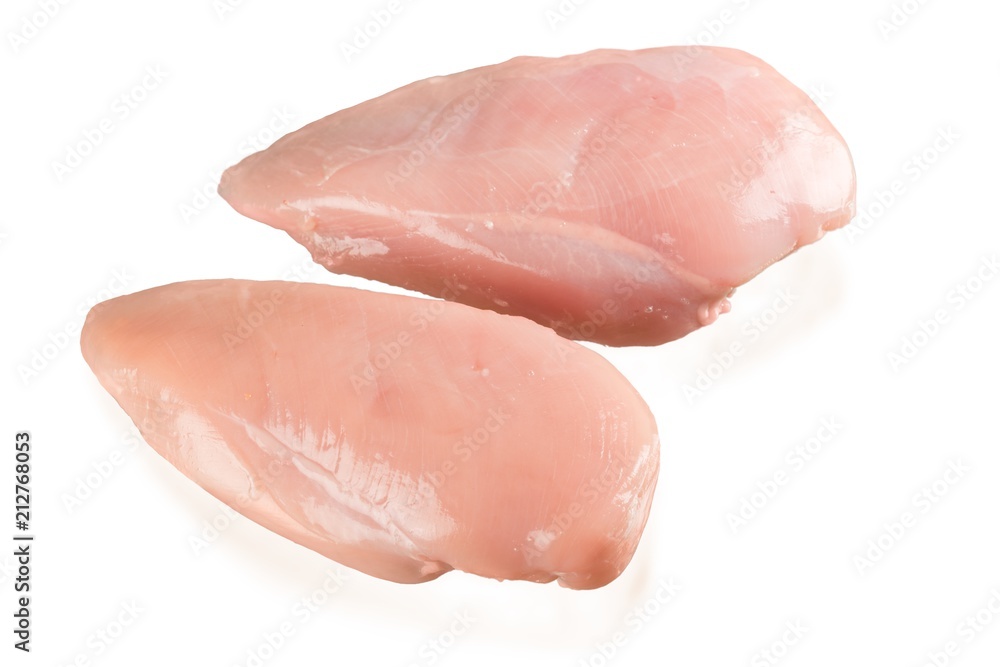 Dietetic chicken fillet isolated decorated basil Dietetic chicken fillet isolated decorated basil