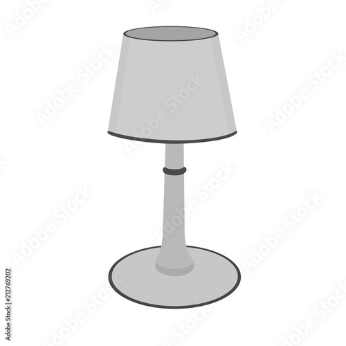 Modern gray table lamp device icon on white background